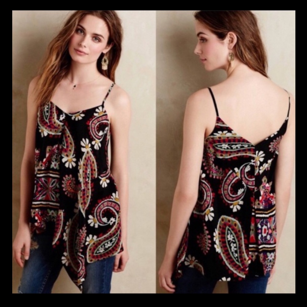 Anthropologie Asymmetrical 100% Silk Blouse